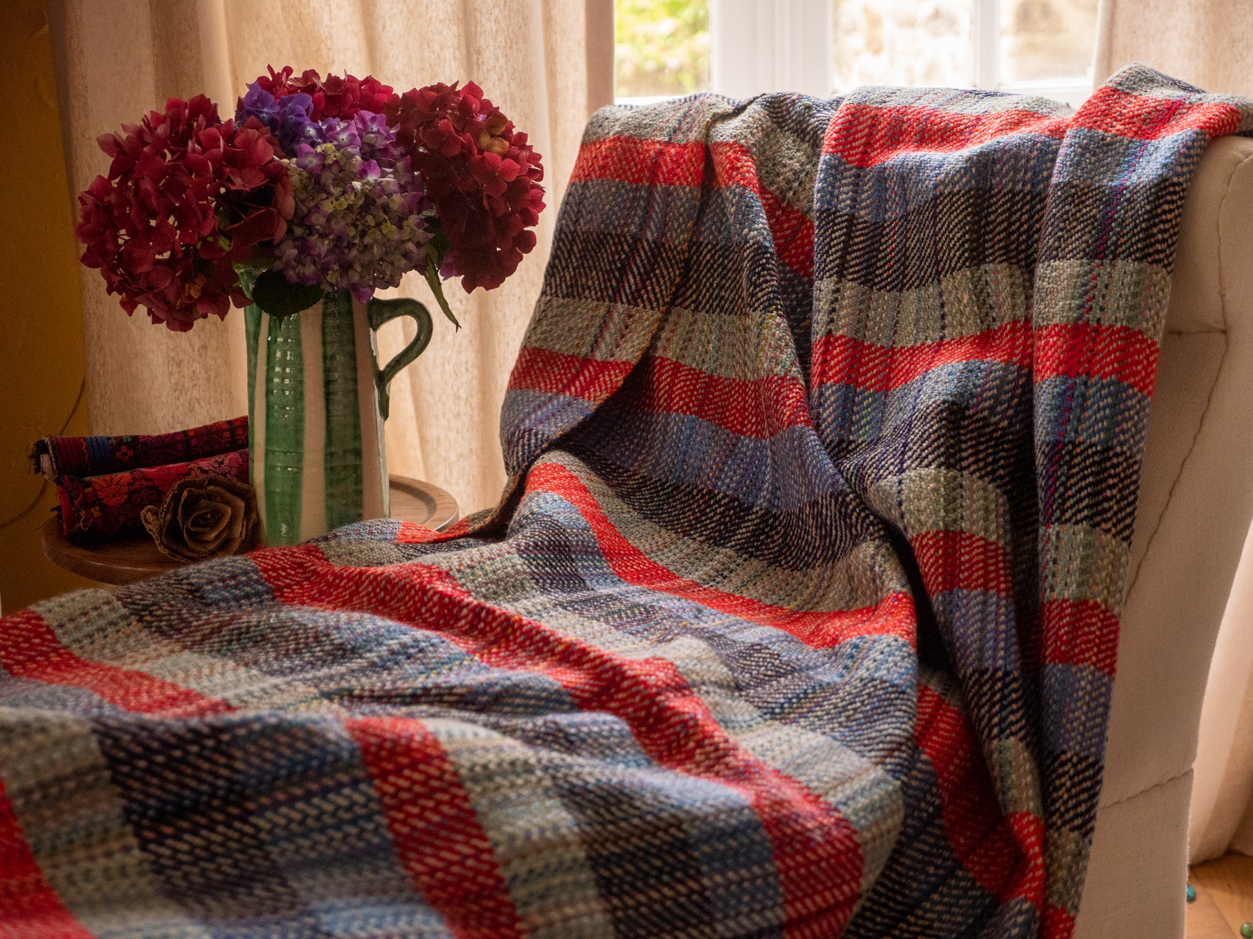 Couverture en laine double face Disana pacific-lagon Couverture en laine double face Disana pacific-lagon