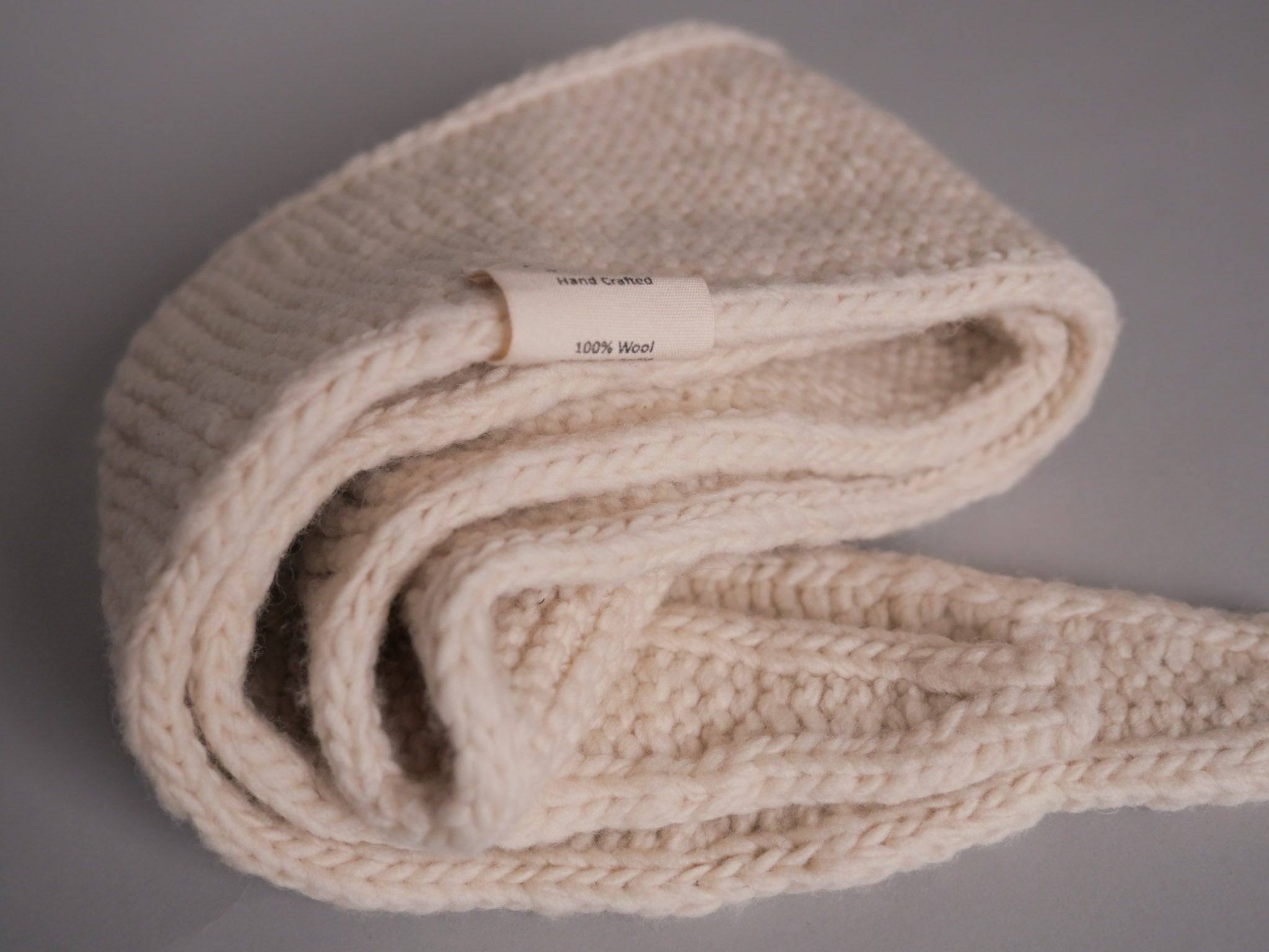 Écharpe cravate artisanale tricotée à la main, 100% laine