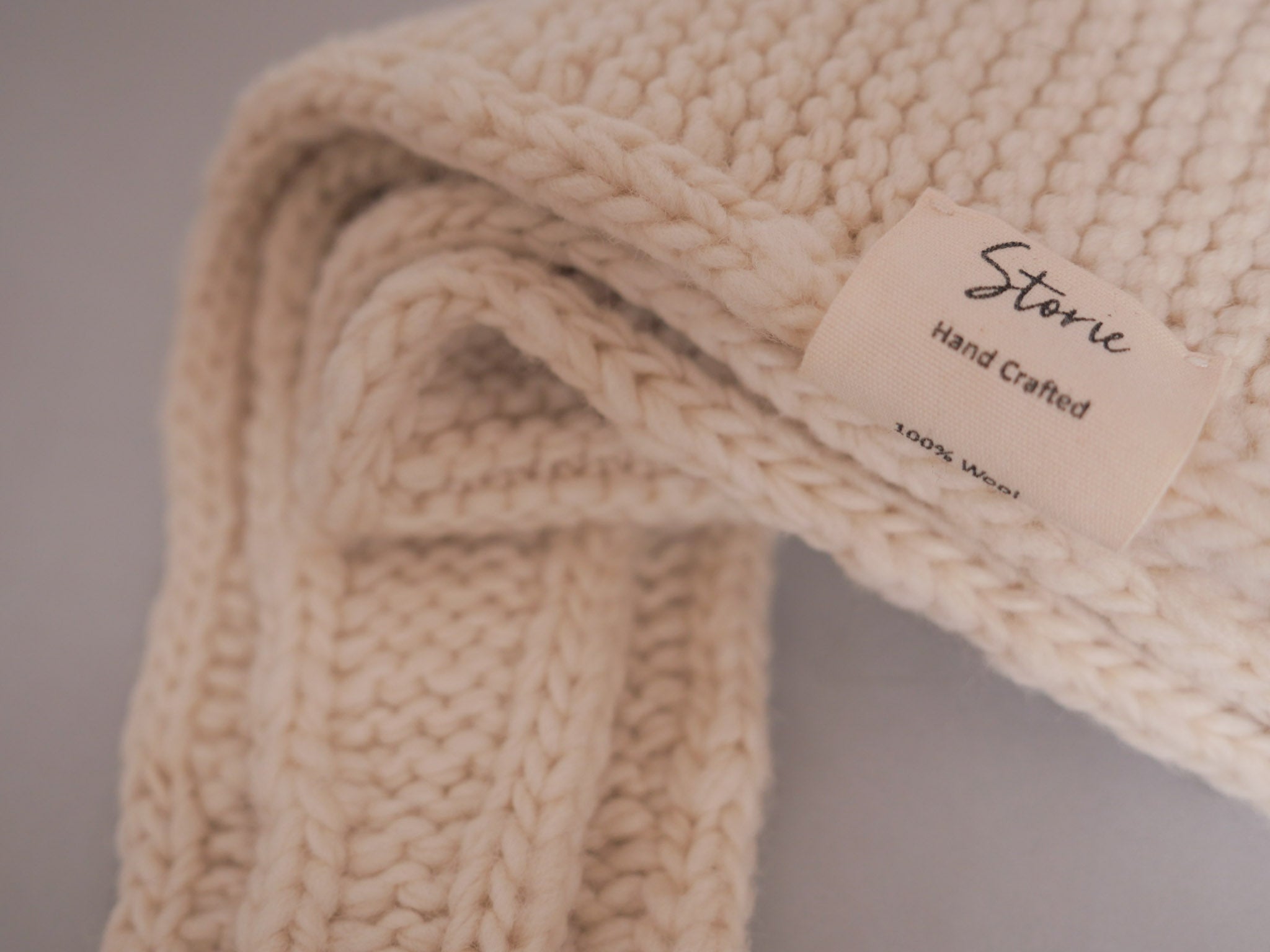 Écharpe cravate artisanale tricotée à la main, 100% laine