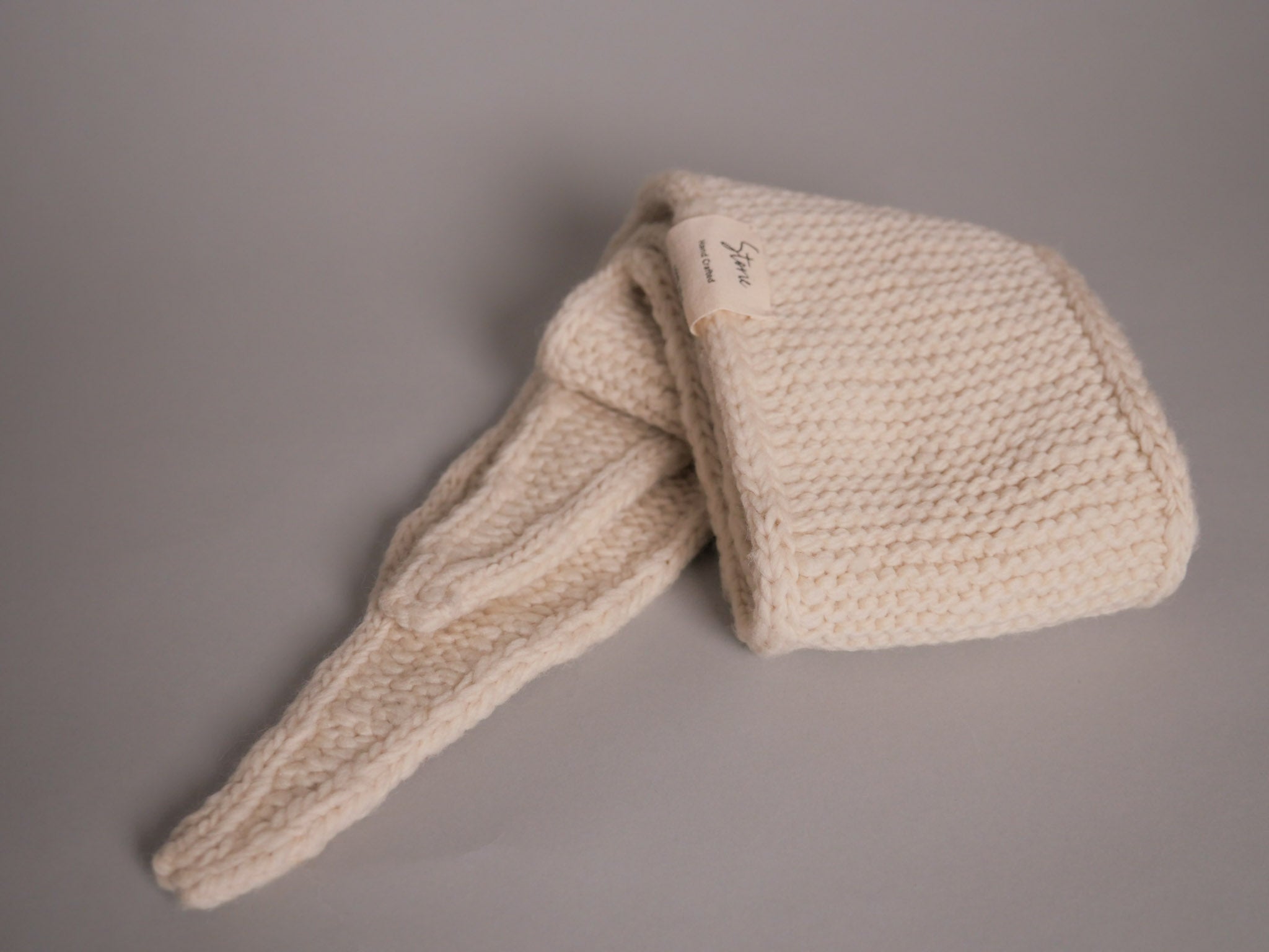 Écharpe cravate artisanale tricotée à la main, 100% laine