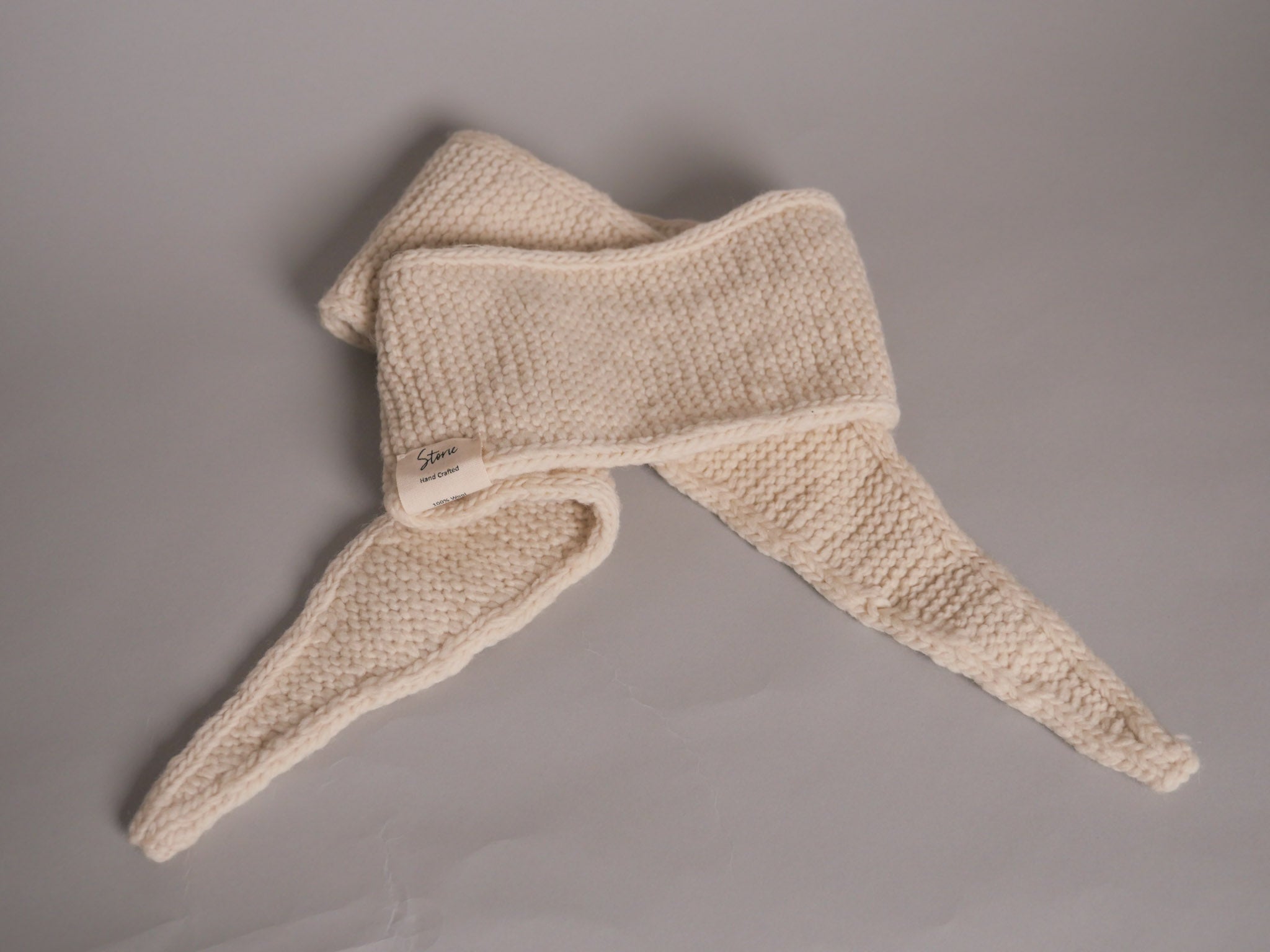 Écharpe cravate artisanale tricotée à la main, 100% laine