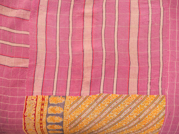 Couvre-lit Kantha Vintage en Coton Recyclé: Violet Cottage