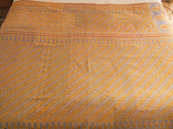 Couvre-lit Kantha Vintage en Coton Recyclé: Violet Cottage