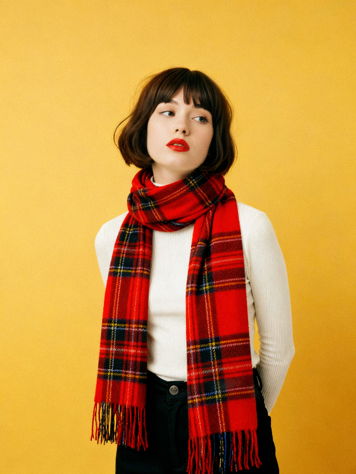 Echarpe tartan en laine d'agneau