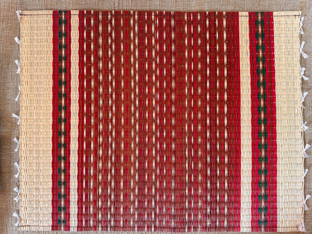 Handwoven place mat, Rainbow River RED
