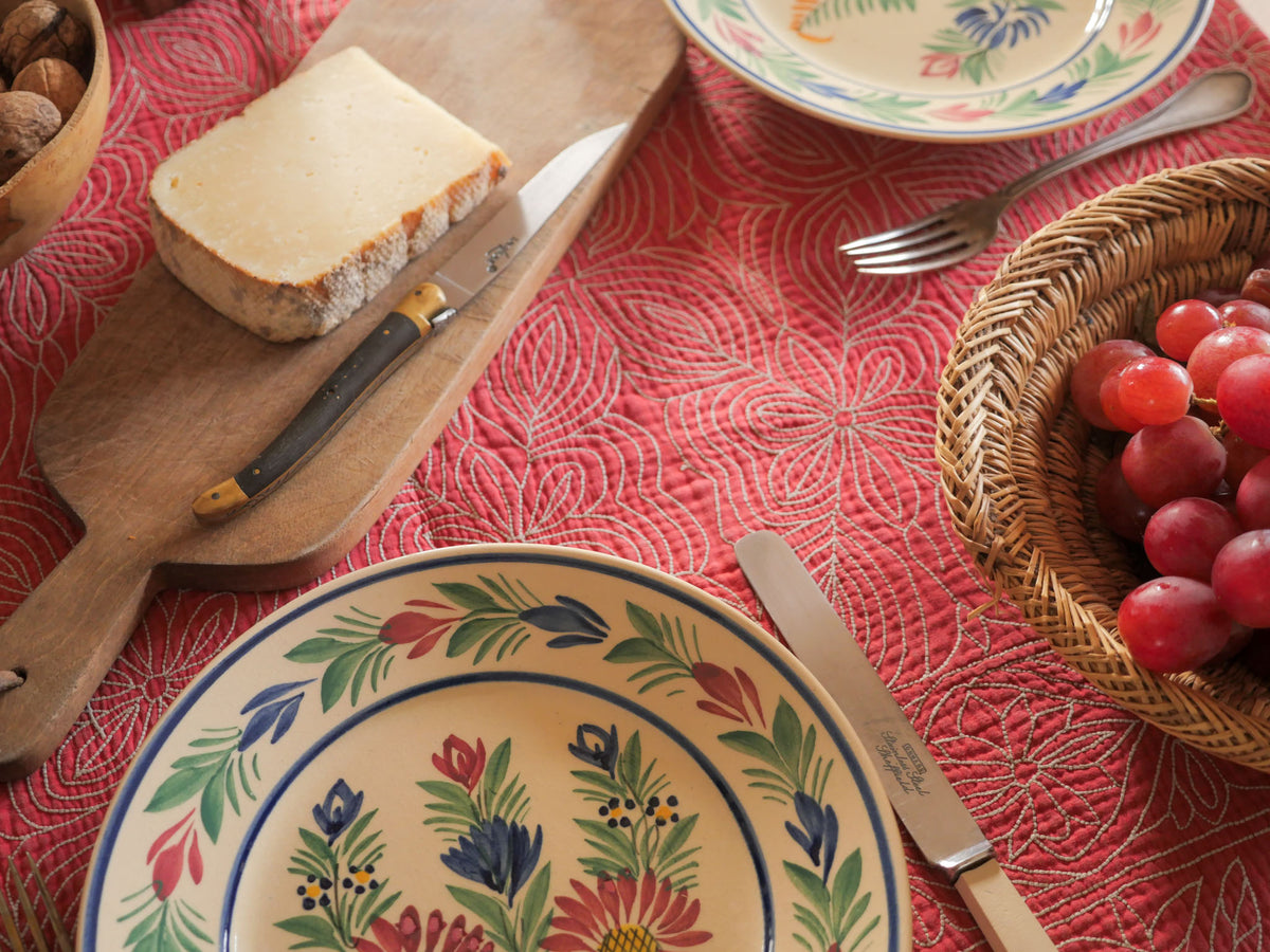 Plaid en coton vintage, pièce unique, brodée à la main.