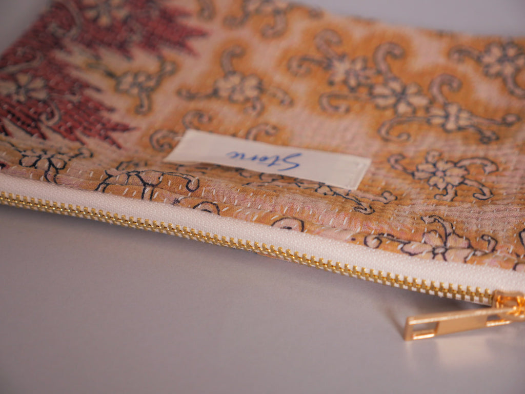 Kantha trousse en coton recyclé, grigri