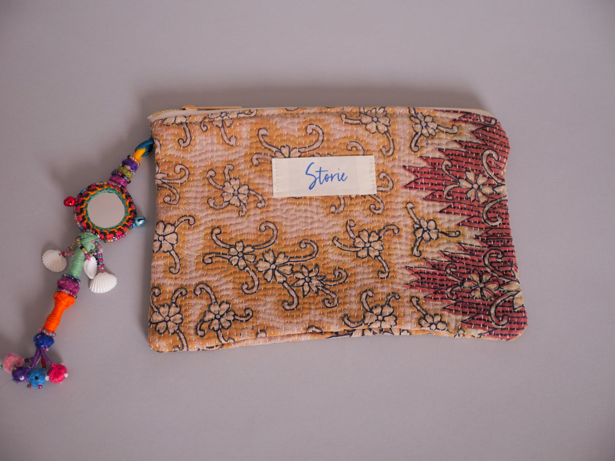 Kantha trousse en coton recyclé, grigri