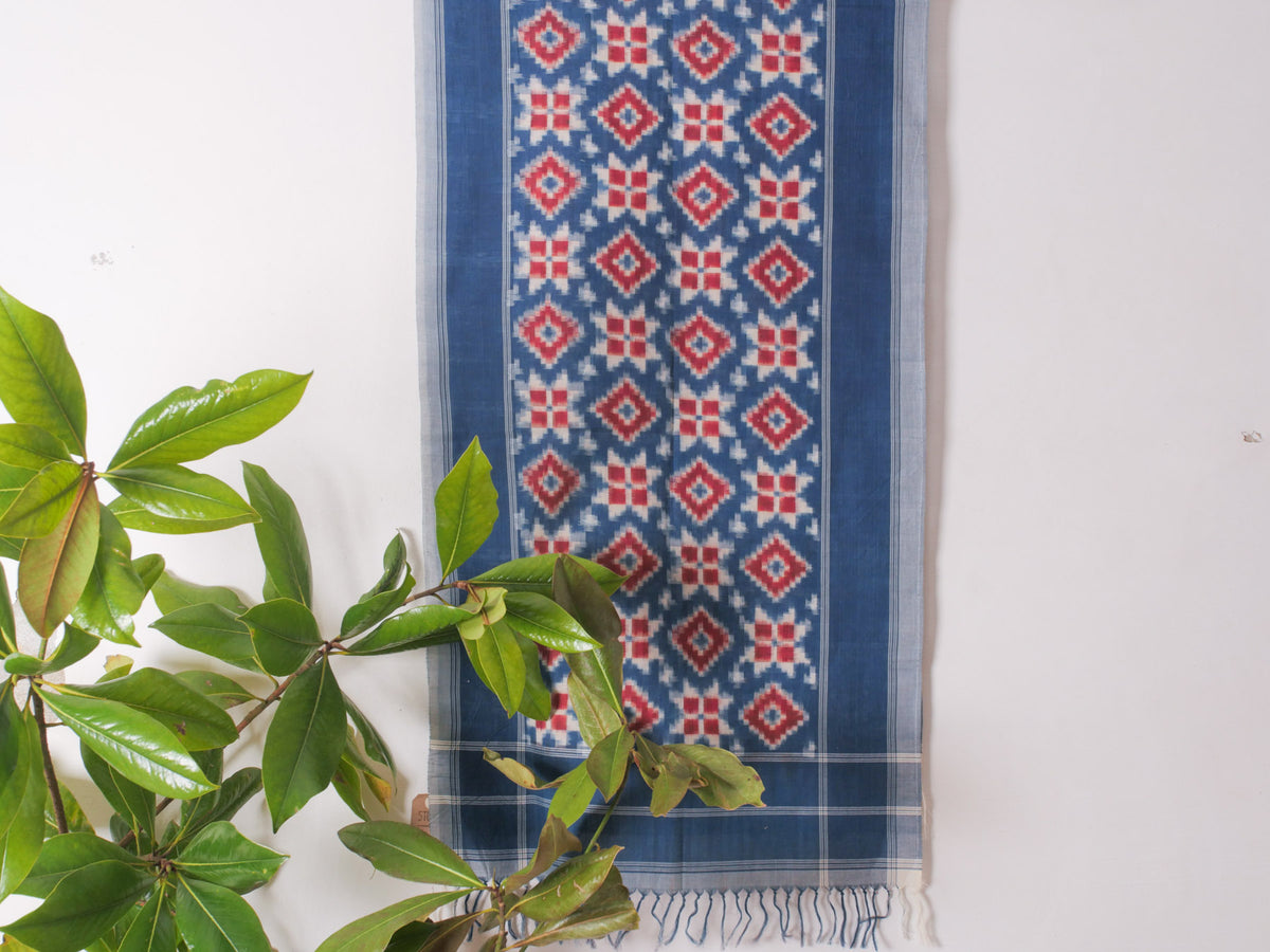 Châle Double Ikat Indigo & Garance