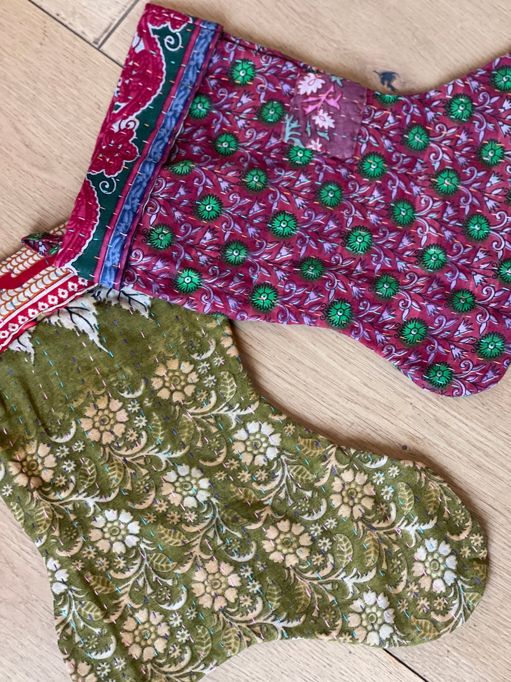 Chaussettes de Noël, Vintage Kantha