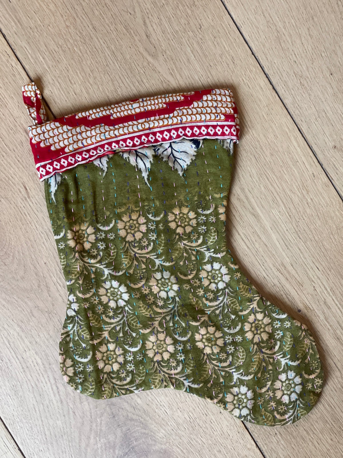 Chaussettes de Noël, Vintage Kantha