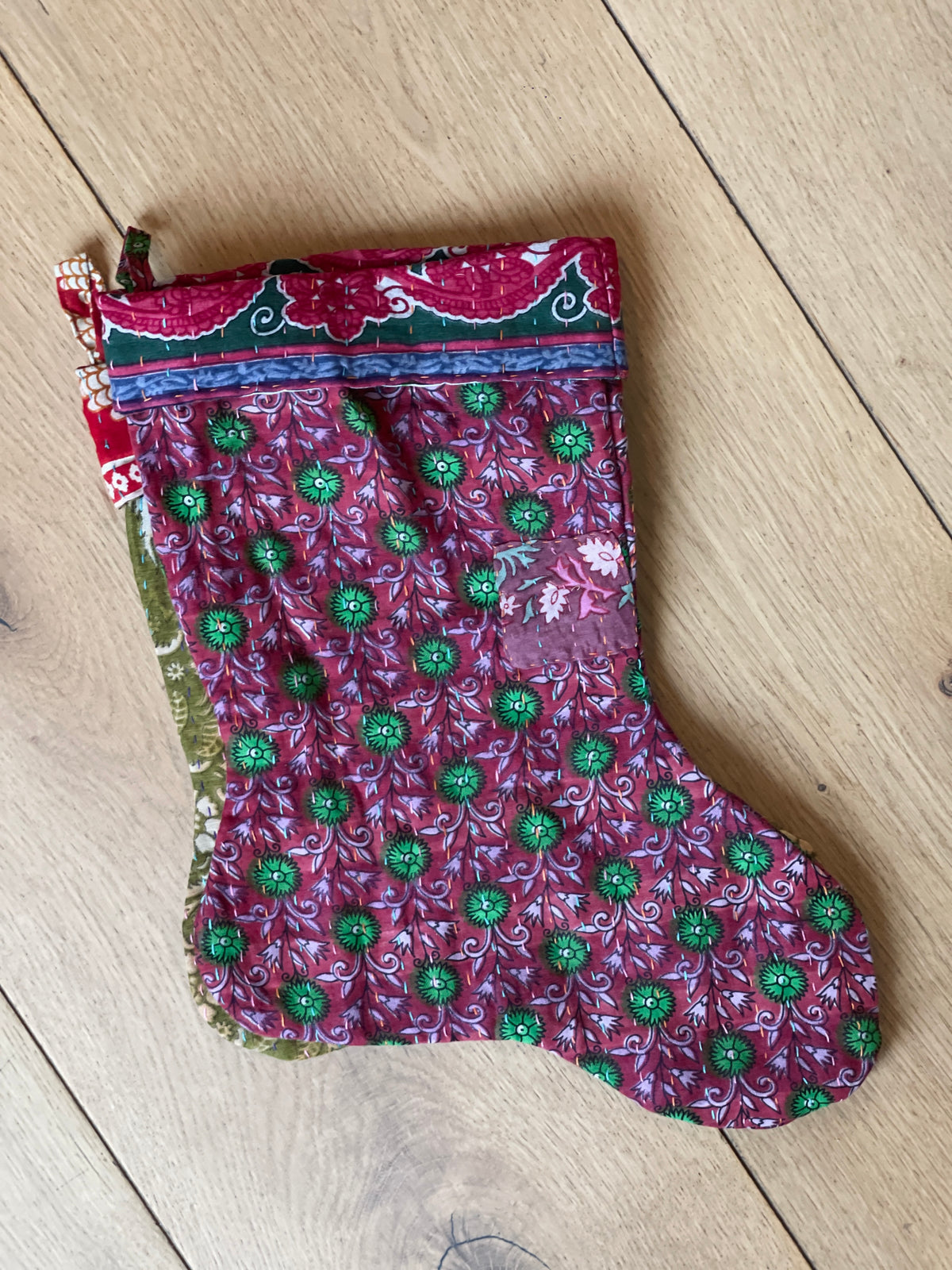 Chaussettes de Noël, Vintage Kantha