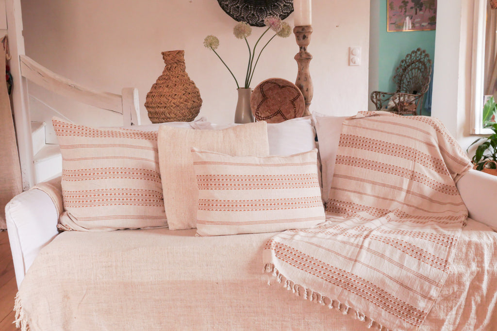 Housse de coussin en coton tissé main 40 x 60 cm 