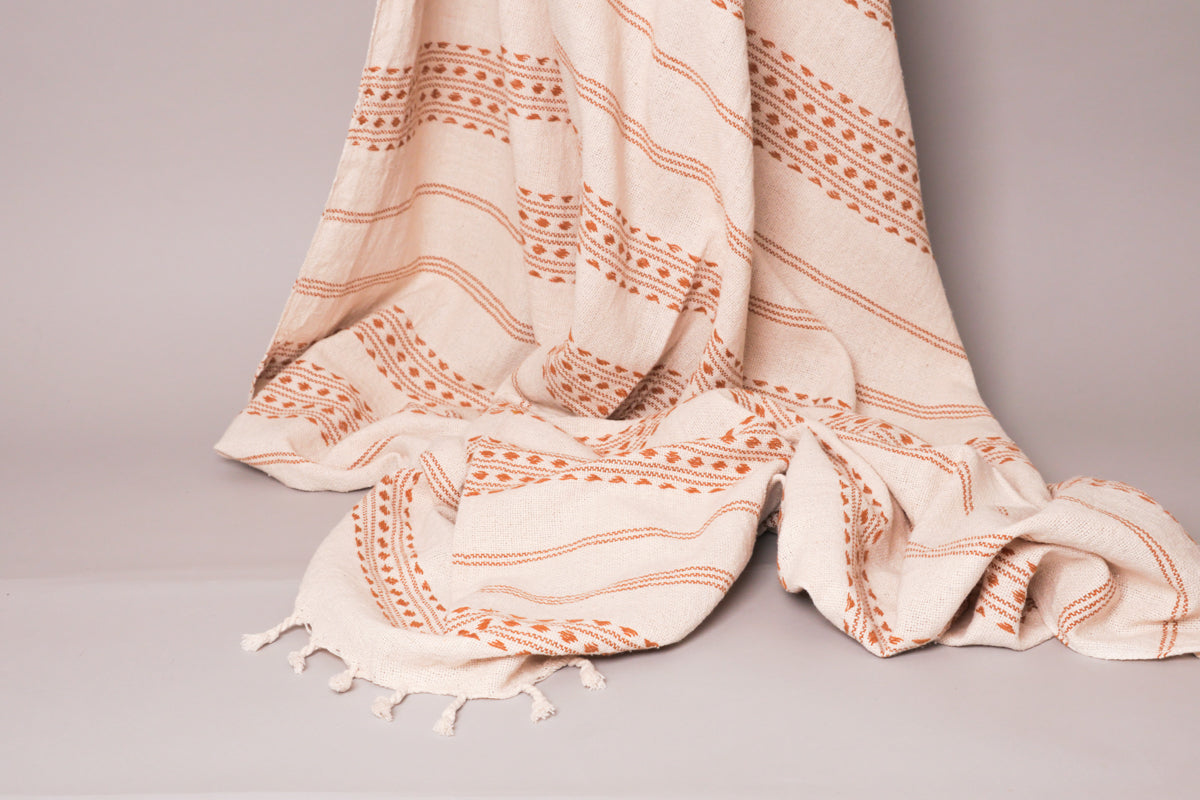 Diamond ochre coton tissé main Image principale du produit