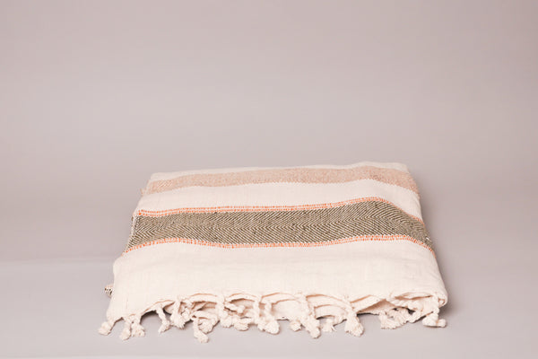 Kaki stripe khadi, tissé main