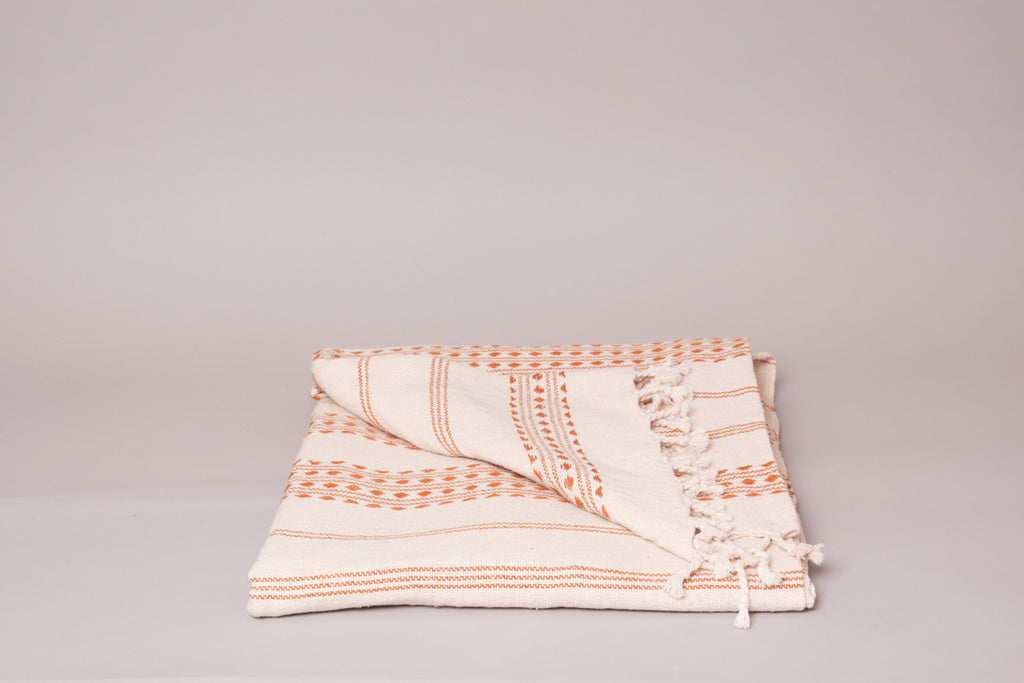 Diamond ochre coton tissé main