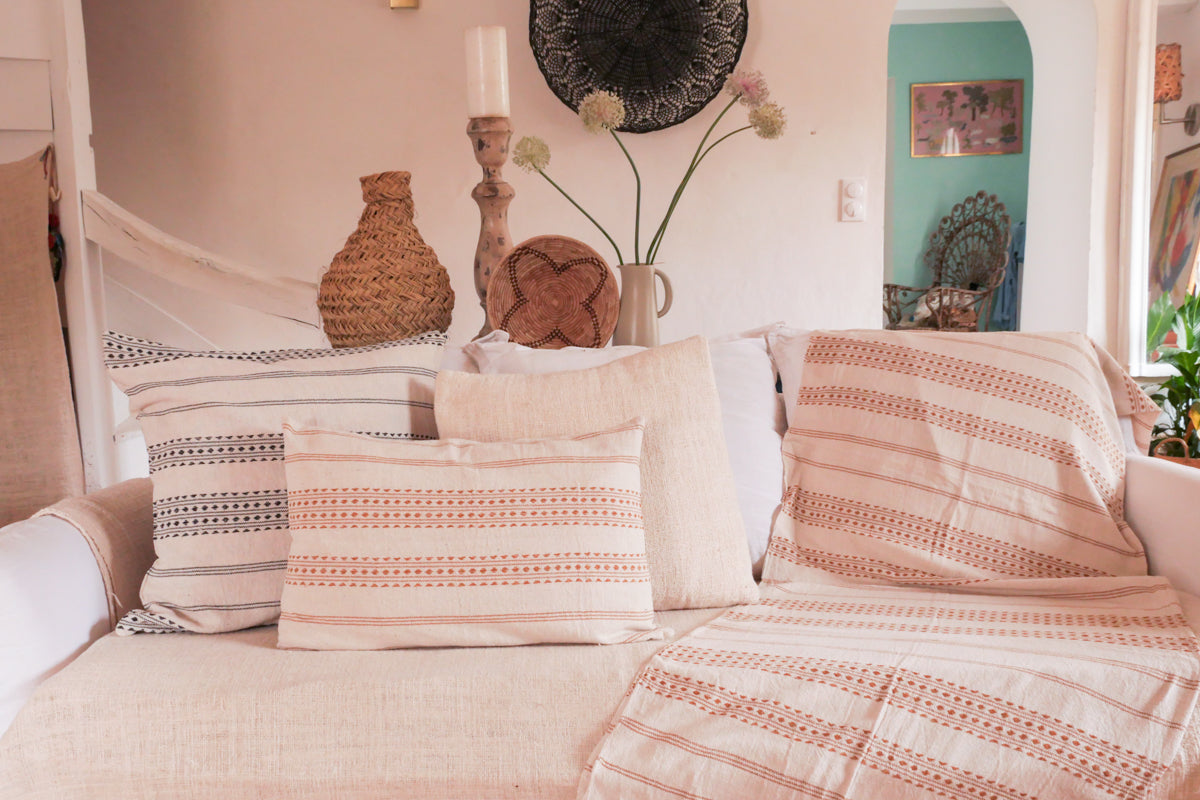 Plaid ochre tissé main
