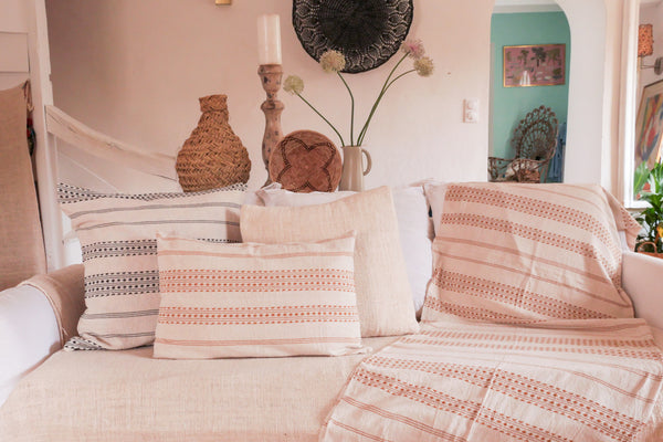 Plaid ochre tissé main