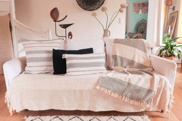 Housse de coussin en coton tissé main 60 x 60 cm 