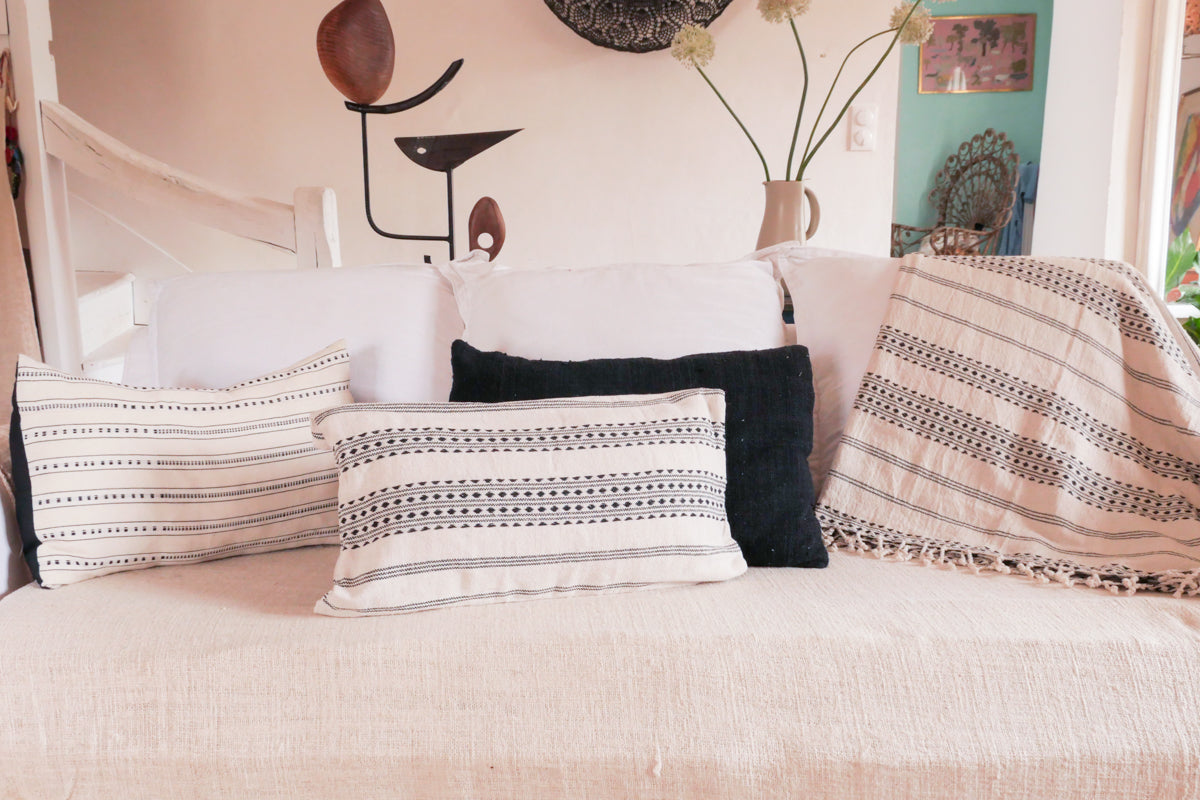 Housse de Coussin Coton Black Diamond 40x 60cm, Tissées Main