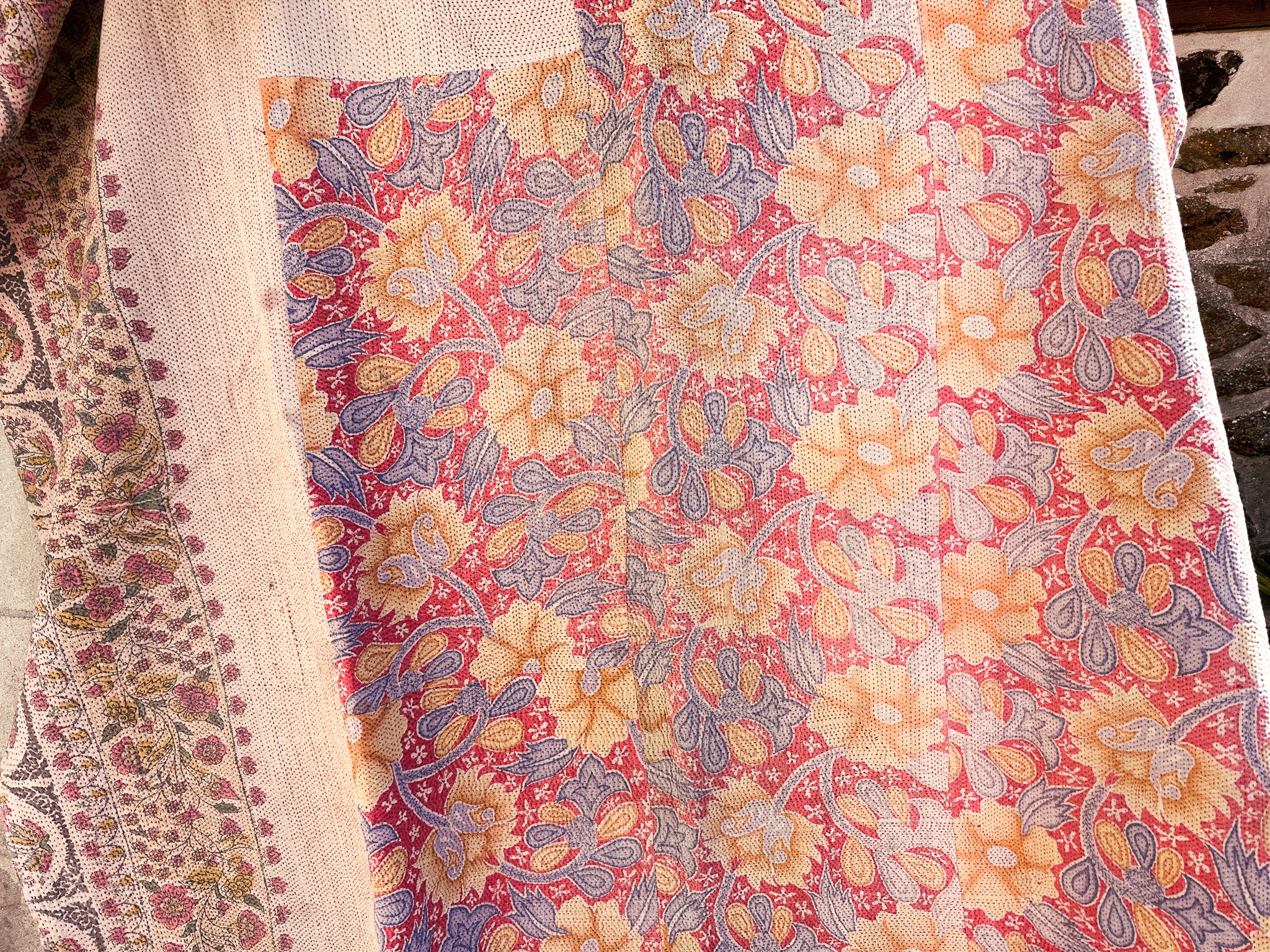 Plaid en coton vintage kantha