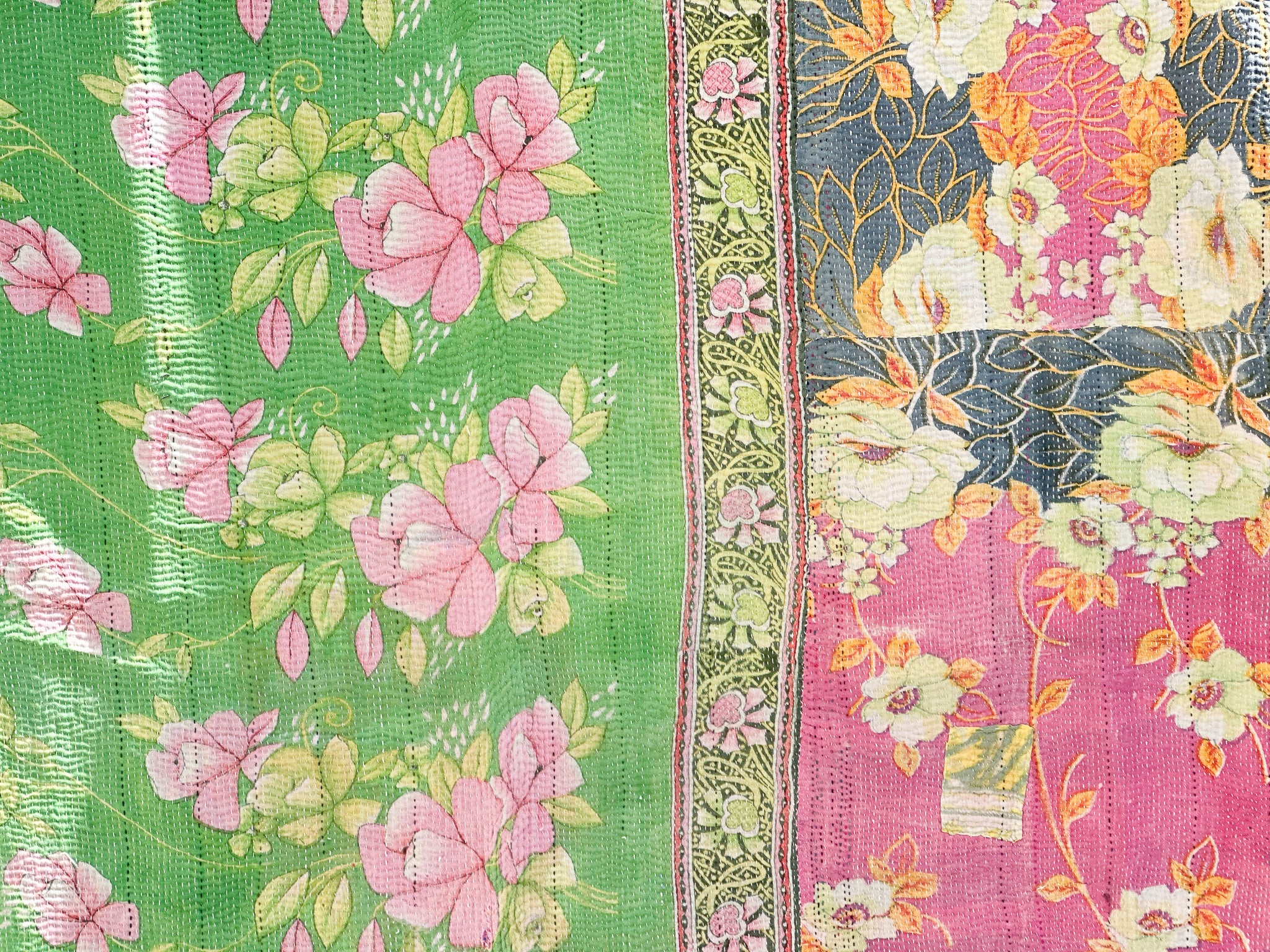 Plaid kantha vintage coton