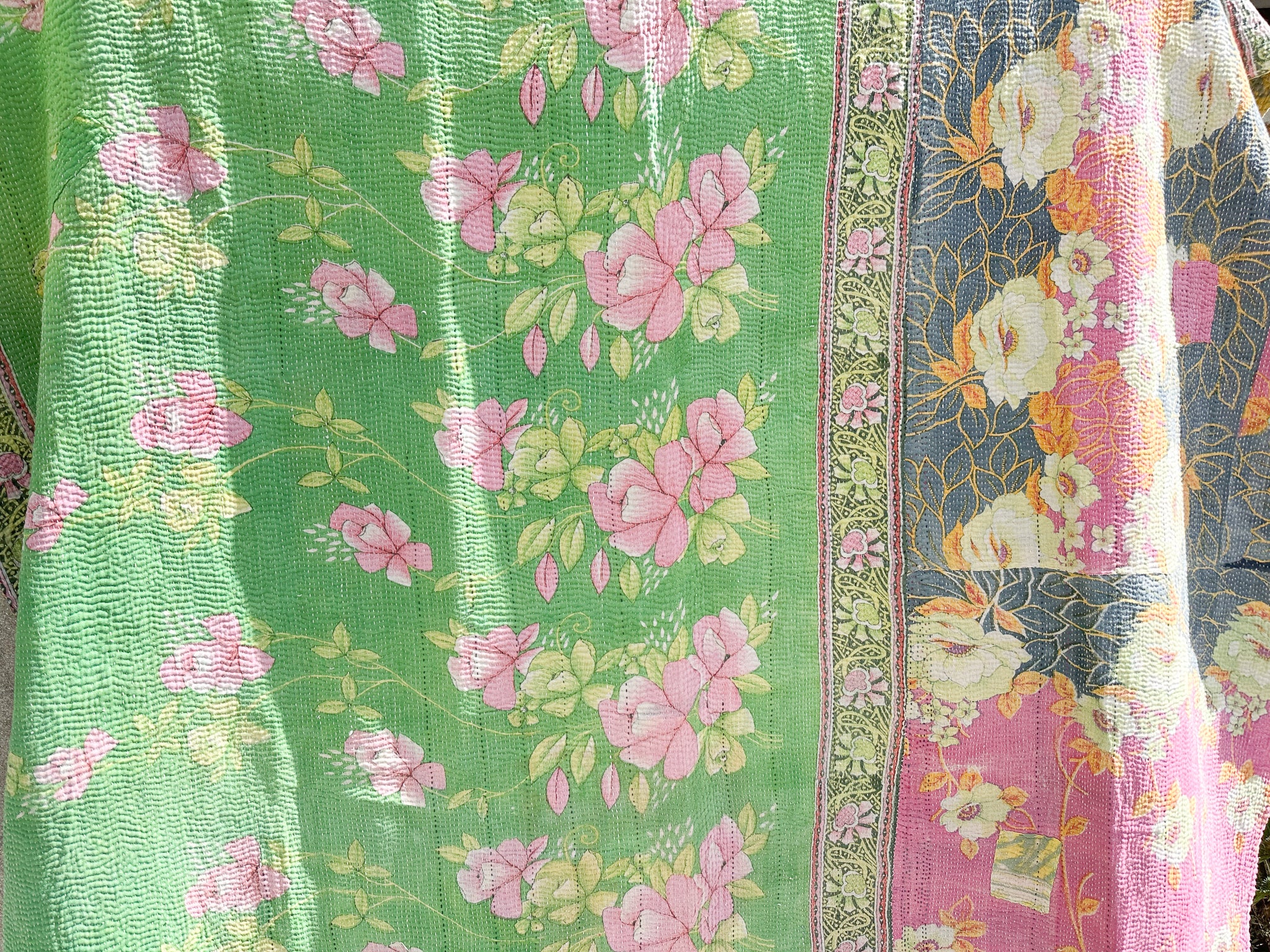 Plaid kantha vintage coton