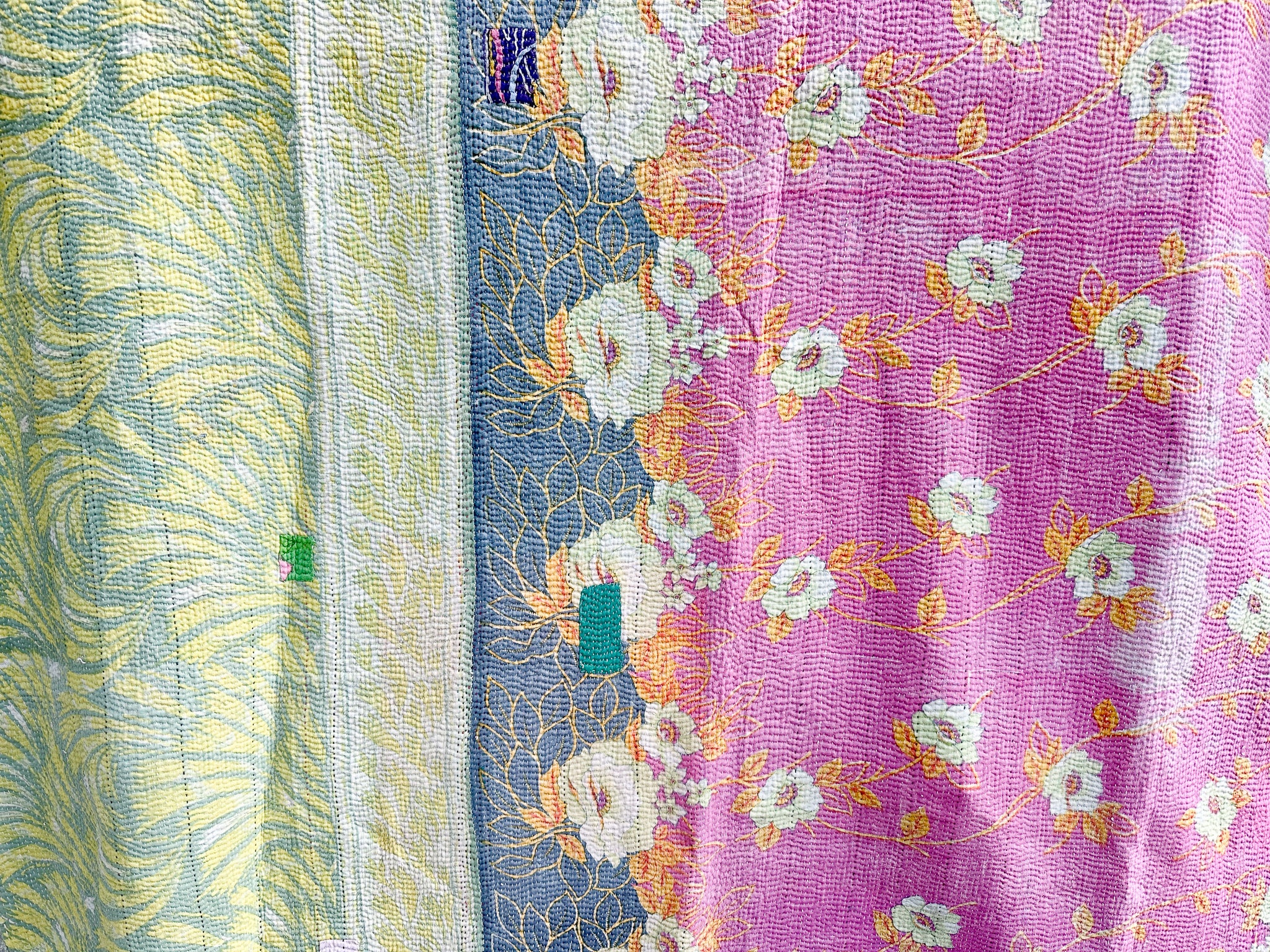 Plaid kantha vintage coton