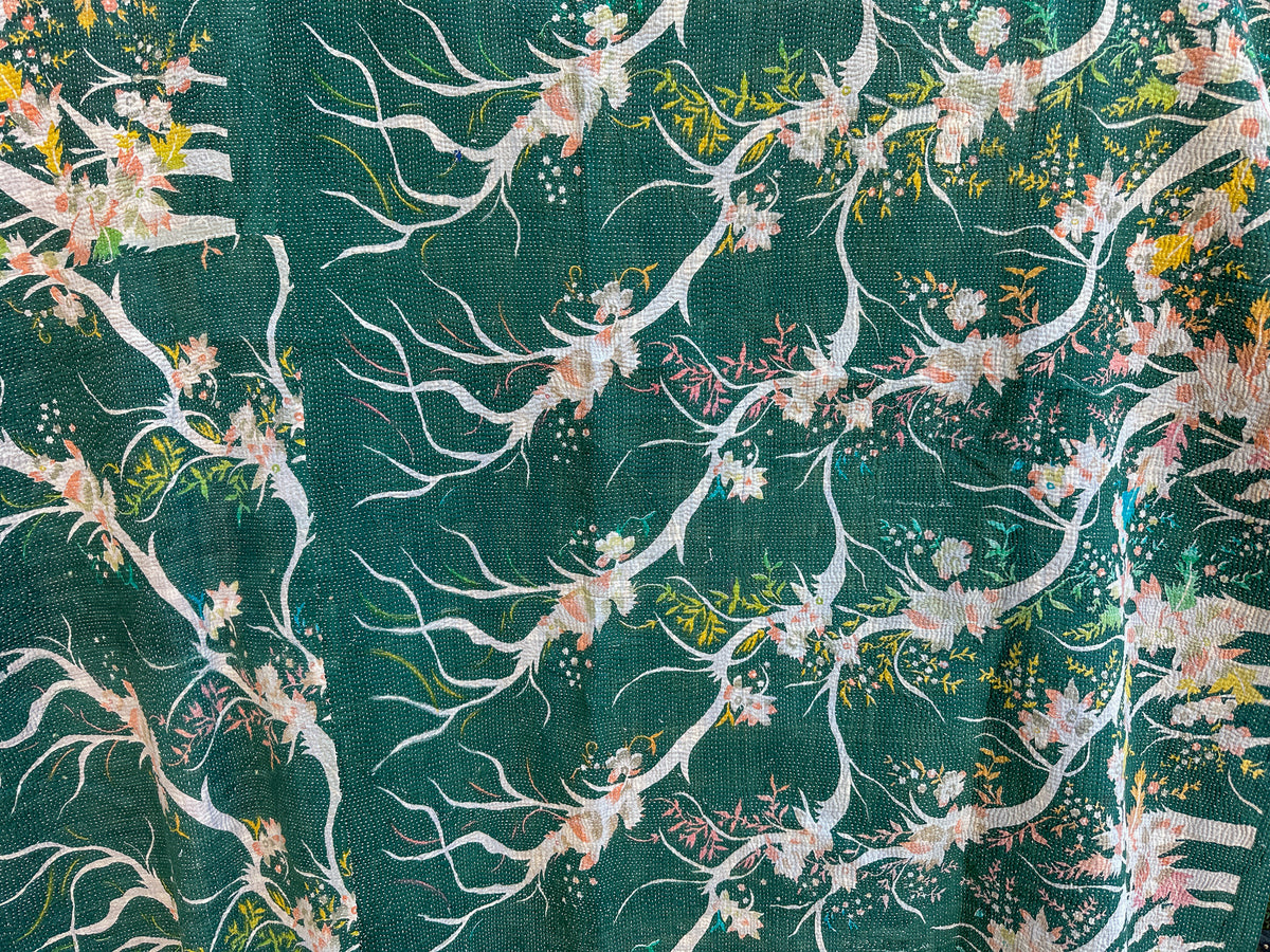 Vintage kantha Forest Green