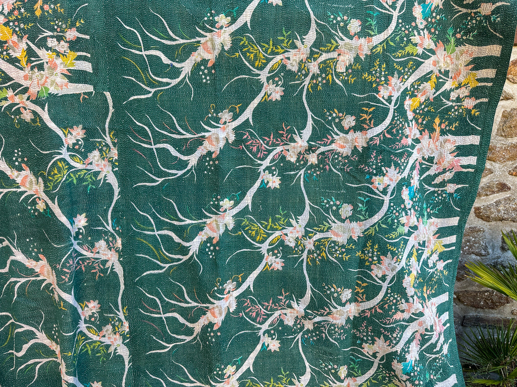 Vintage kantha Forest Green