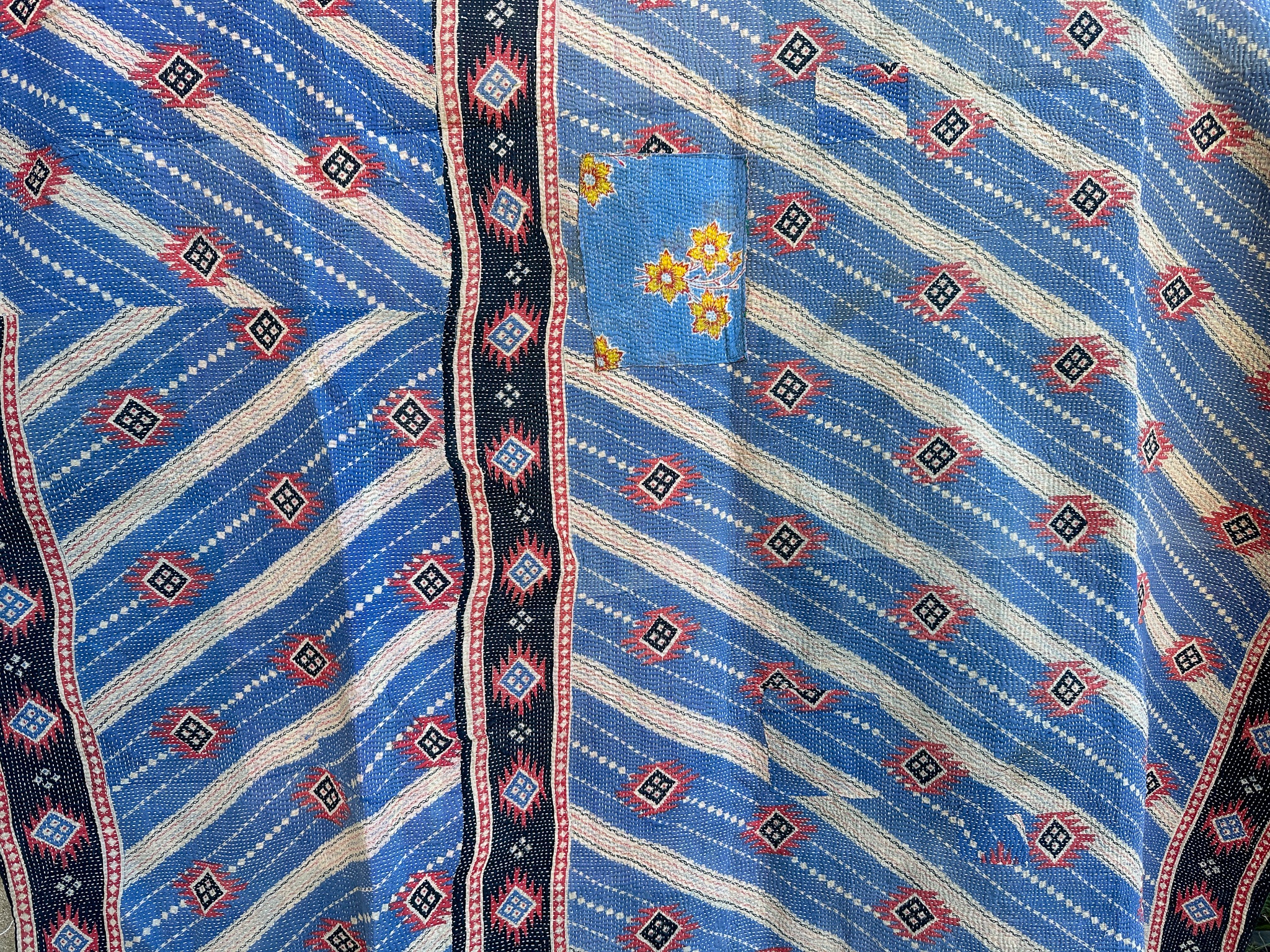 Vintage kantha Forest Green