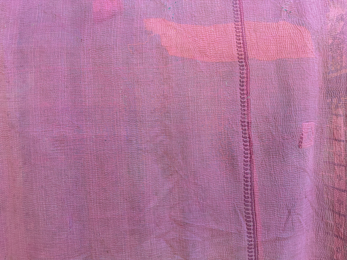 Couvre-lit Kantha Vintage en Coton Recyclé  No.16 "Peony"
