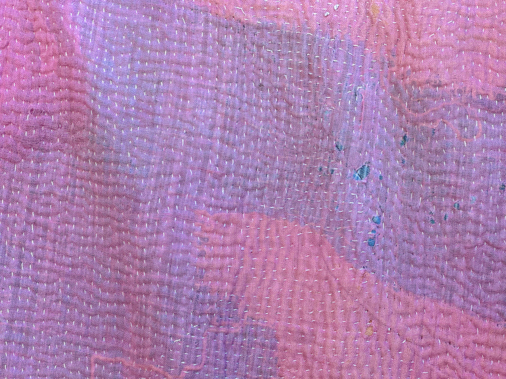 Couvre-lit Kantha Vintage en Coton Recyclé  No.16 "Peony"