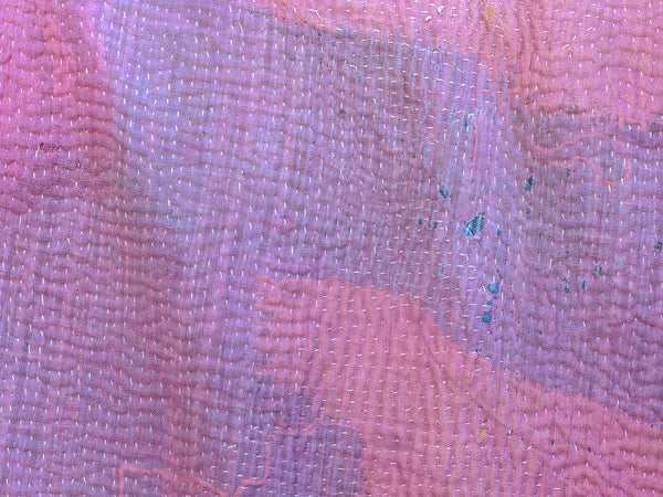 Couvre-lit Kantha Vintage en Coton Recyclé  No.16 "Peony"
