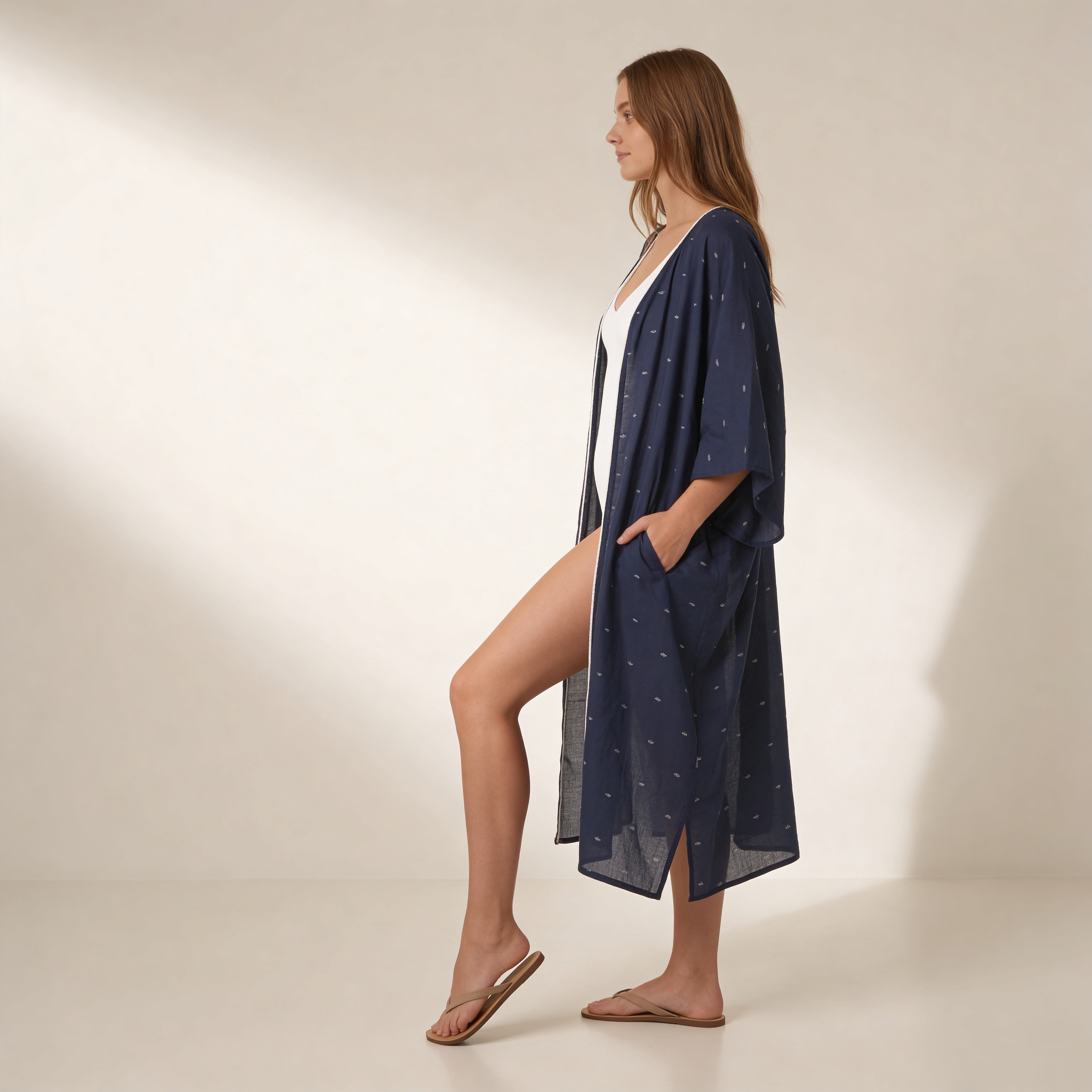 Robe en coton jamdani tissé main