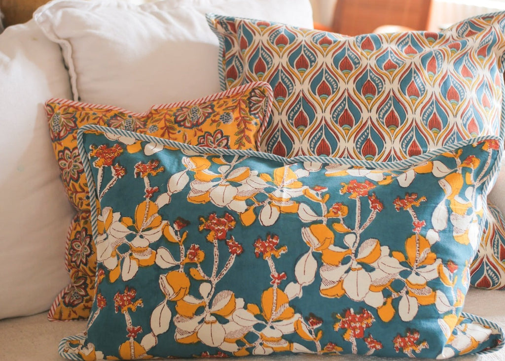 Block print coussin jamini