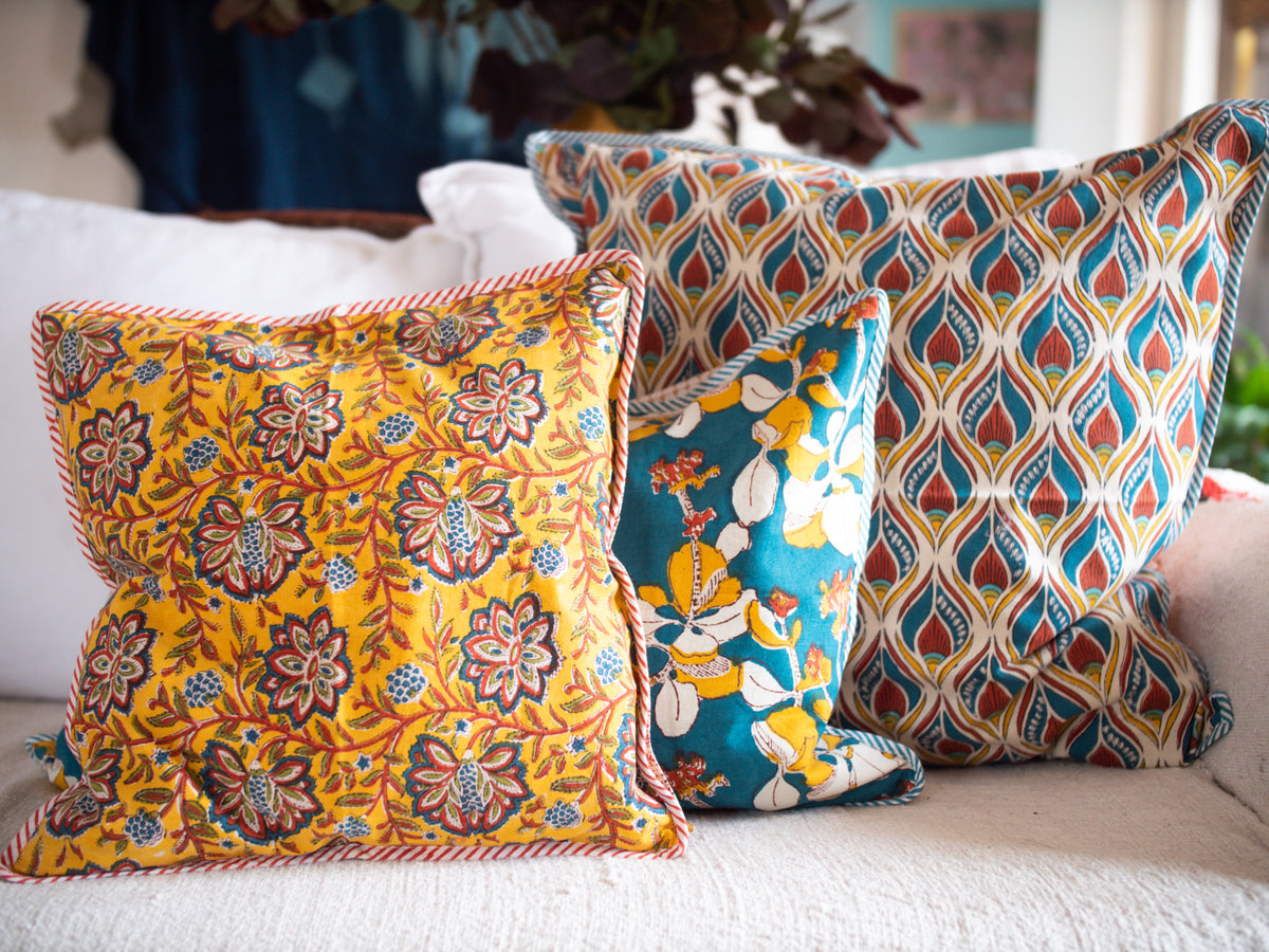Block print coussin jamini