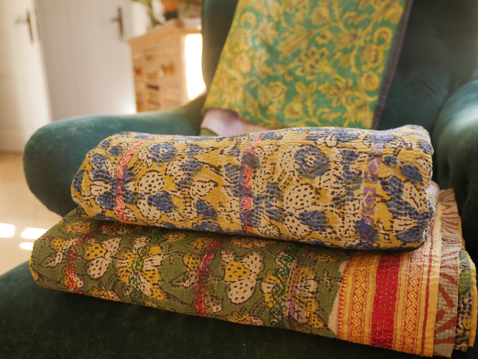 Vintage kantha brodé main