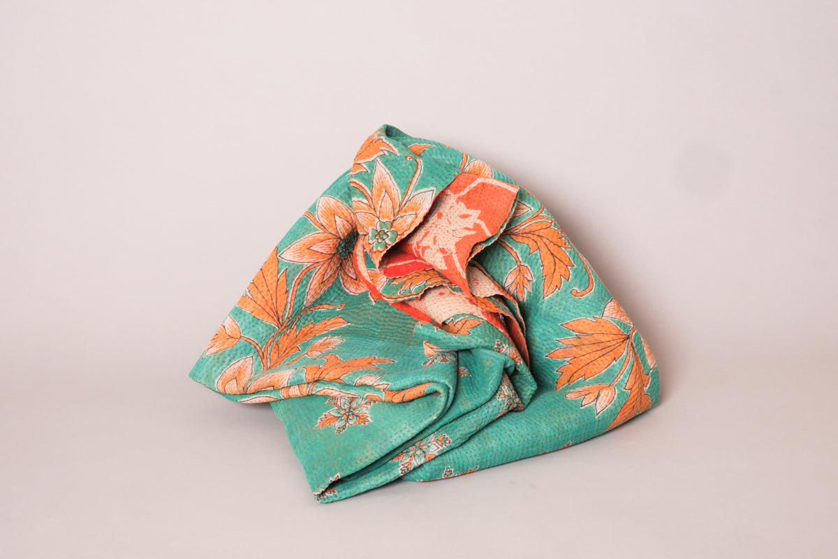 Kantha sari couvre lit Nitella & Coral