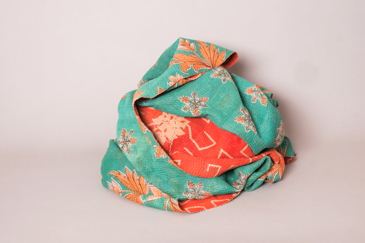 Kantha sari couvre lit Nitella & Coral