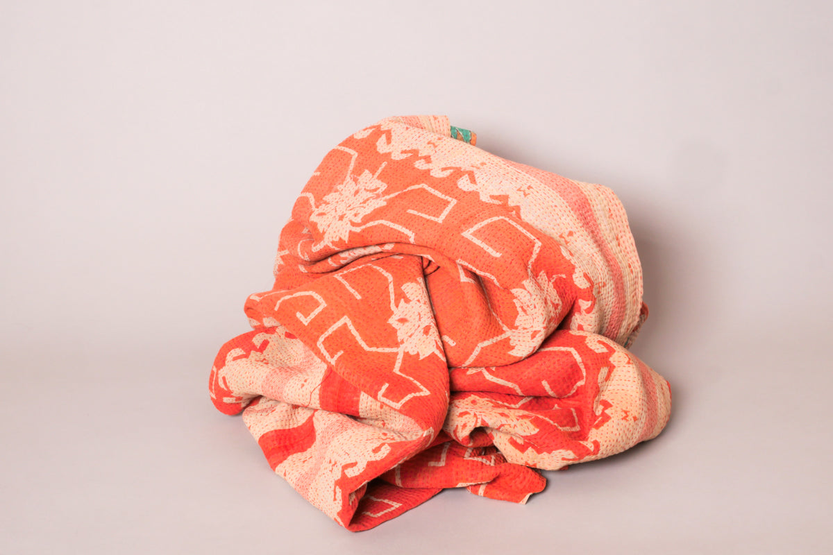 Kantha sari couvre lit Nitella & Coral
