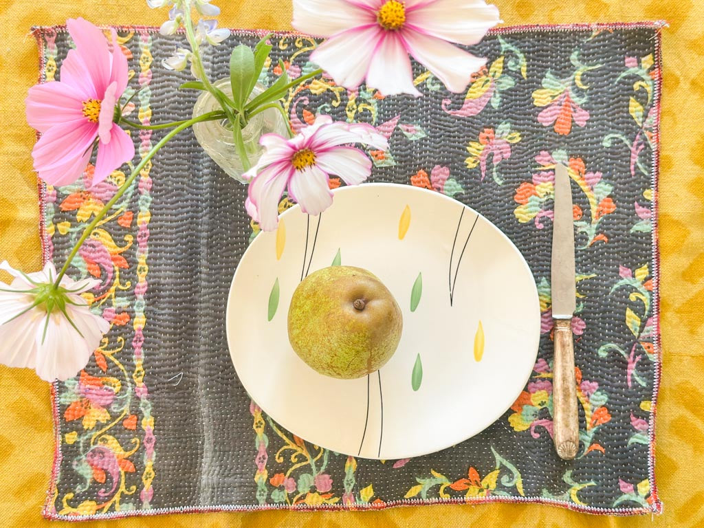 Lot de 2 Sets Table Vintage Kantha, Carnival Flowers