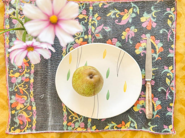 Lot de 2 Sets Table Vintage Kantha, Carnival Flowers