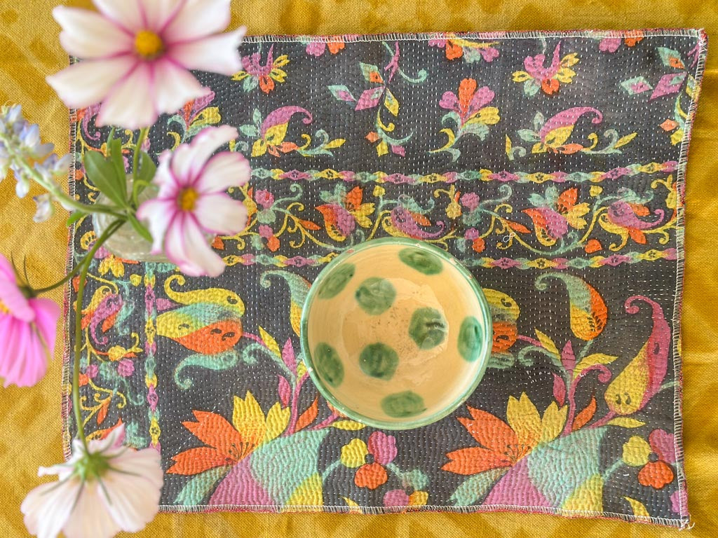 Lot de 2 Sets Table Vintage Kantha, Carnival Flowers