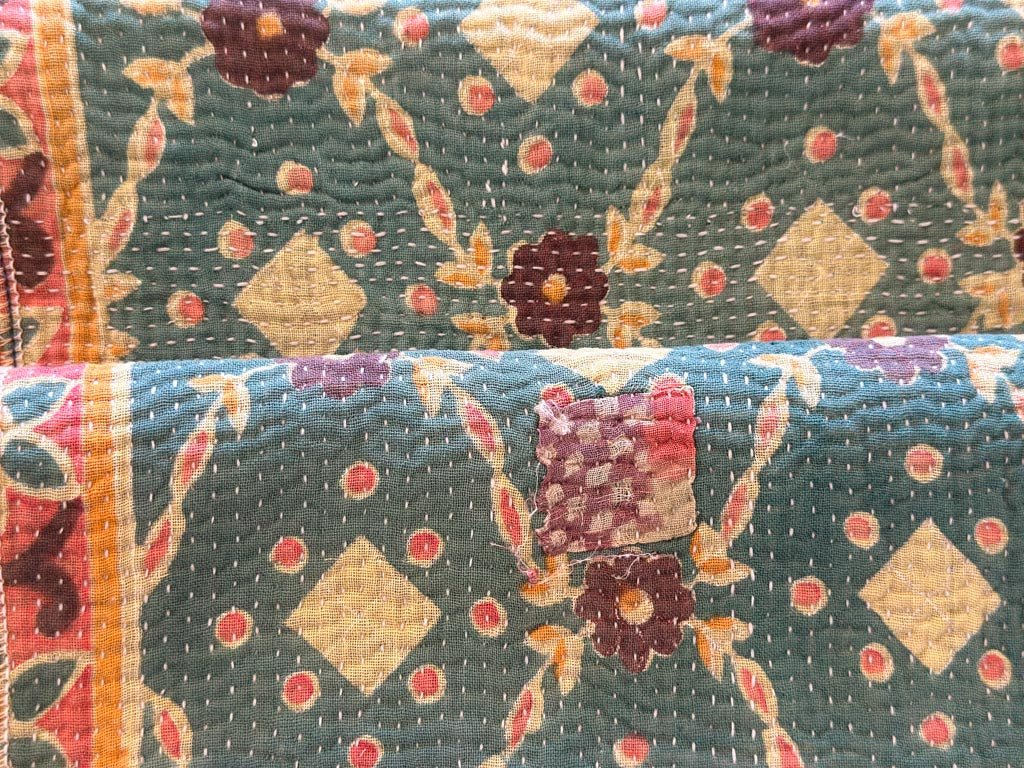 Lot de 2 Sets Table Vintage Kantha, Carnival Flowers