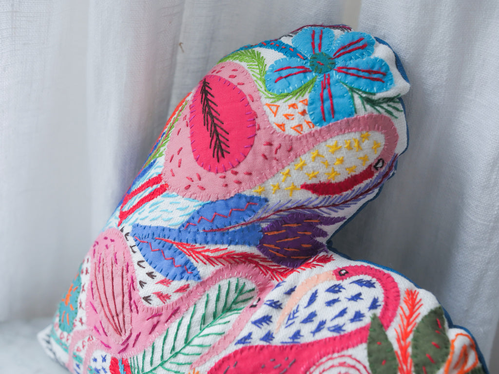 Coussin coeur brodé, Trio love