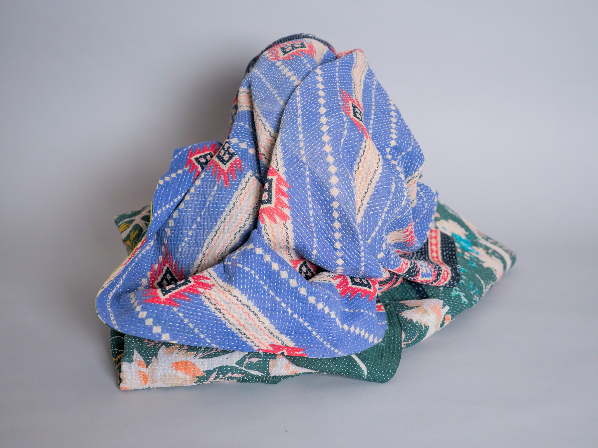 Vintage kantha Forest Green
