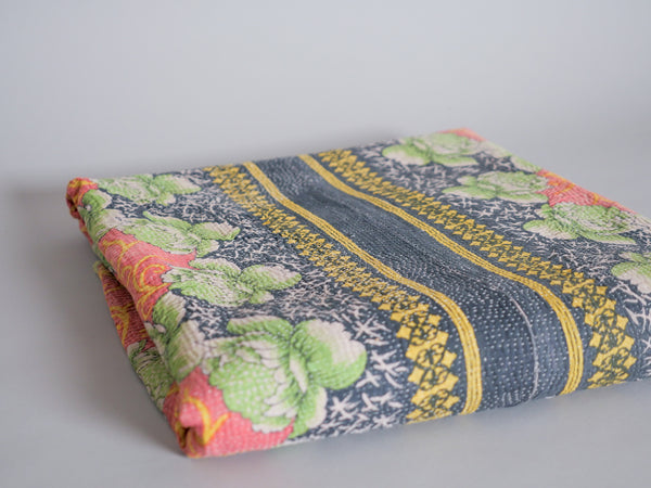 Vintage kantha plaid en coton recyclé