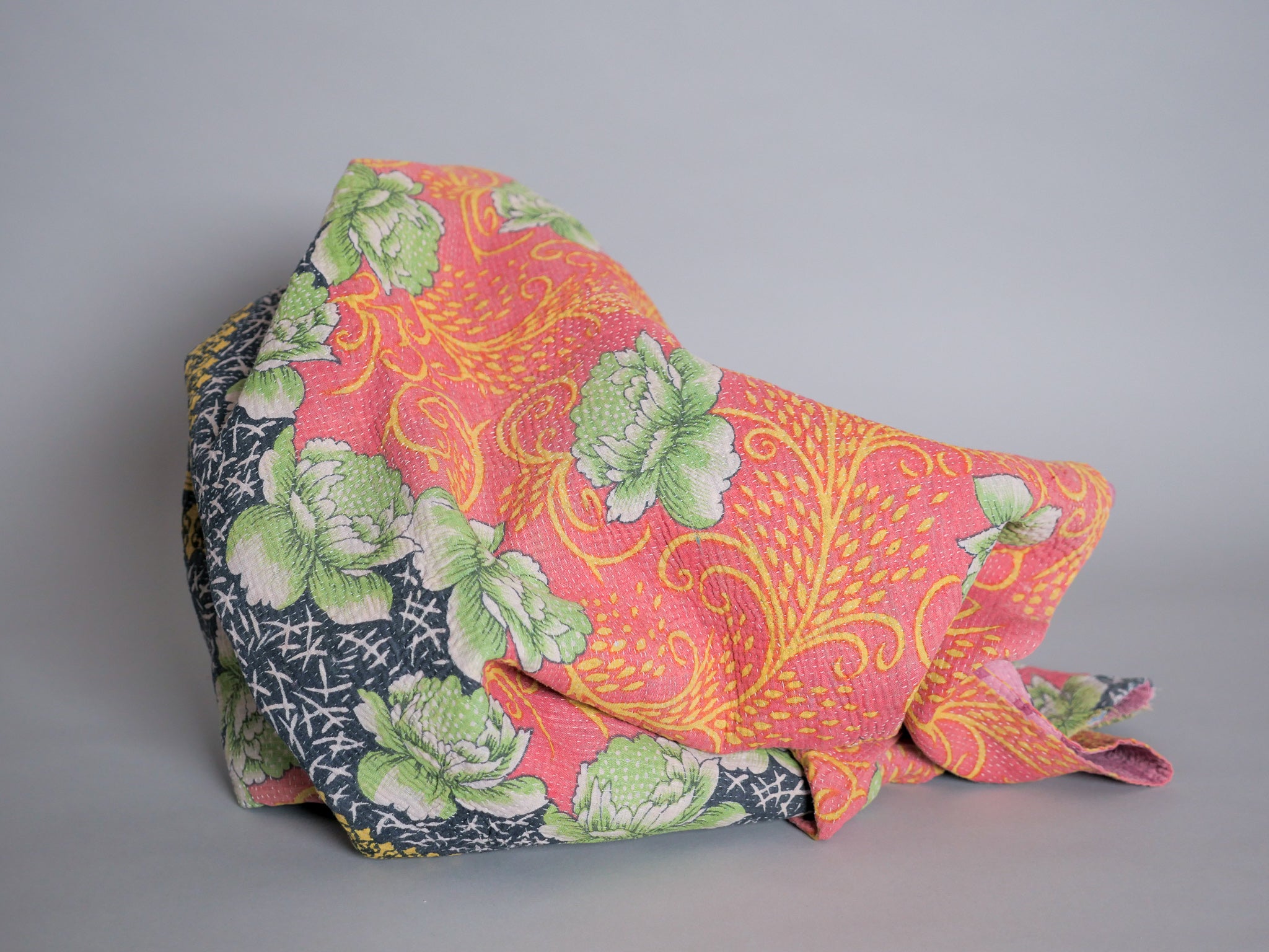 Vintage kantha plaid en coton recyclé