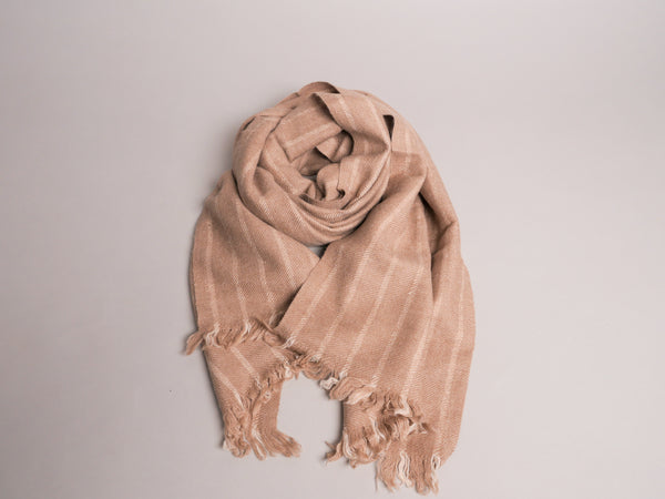 Ladakh 100% Pashmina Echarpe, White Stripe